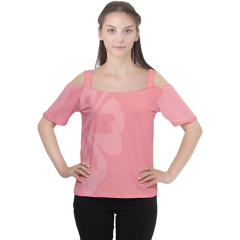 Hibiscus Sakura Strawberry Ice Pink Women s Cutout Shoulder Tee by Mariart