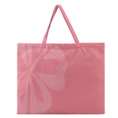 Hibiscus Sakura Strawberry Ice Pink Zipper Large Tote Bag