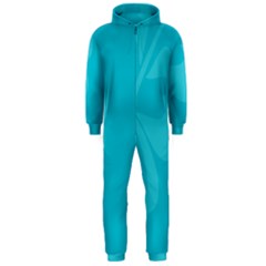 Hibiscus Sakura Scuba Blue Hooded Jumpsuit (men)  by Mariart