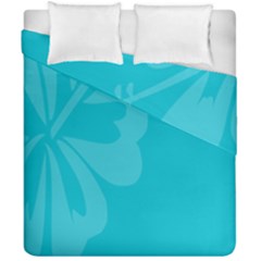 Hibiscus Sakura Scuba Blue Duvet Cover Double Side (california King Size) by Mariart