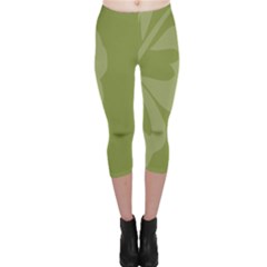 Hibiscus Sakura Woodbine Green Capri Leggings  by Mariart