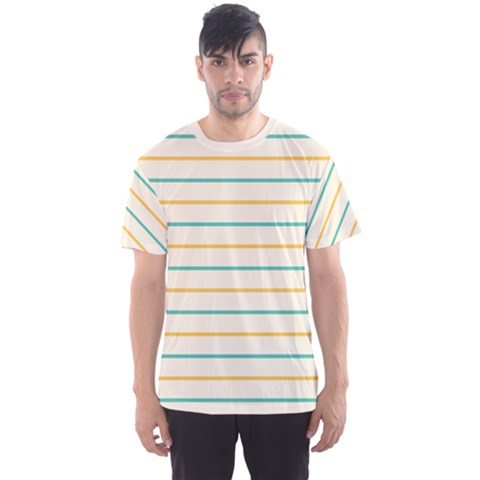 Horizontal Line Yellow Blue Orange Men s Sport Mesh Tee by Mariart