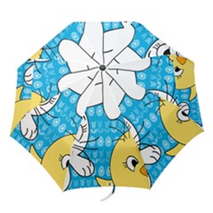 Easter Bunny And Chick  Folding Umbrellas by Valentinaart