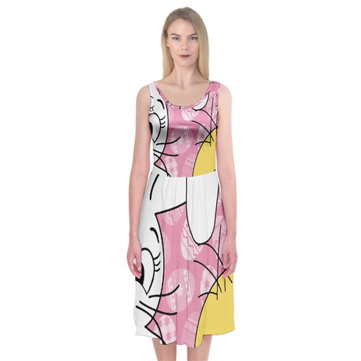 Easter bunny and chick  Midi Sleeveless Dress