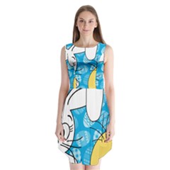 Easter Bunny And Chick  Sleeveless Chiffon Dress   by Valentinaart
