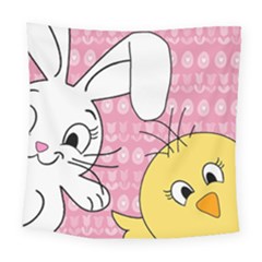 Easter Bunny And Chick  Square Tapestry (large) by Valentinaart