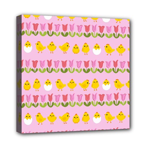 Easter - Chick And Tulips Mini Canvas 8  X 8 