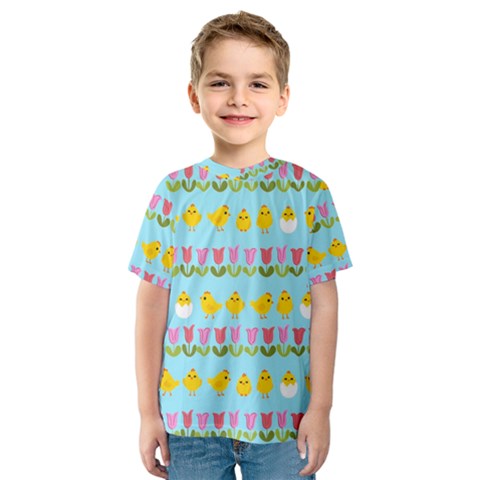 Easter - Chick And Tulips Kids  Sport Mesh Tee by Valentinaart