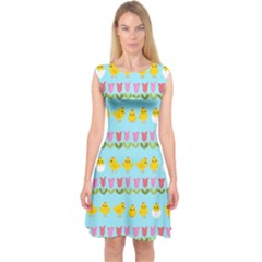 Easter - Chick And Tulips Capsleeve Midi Dress