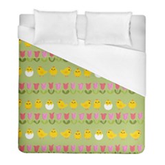 Easter - Chick And Tulips Duvet Cover (full/ Double Size) by Valentinaart