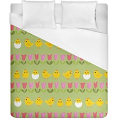 Easter - Chick And Tulips Duvet Cover (california King Size) by Valentinaart