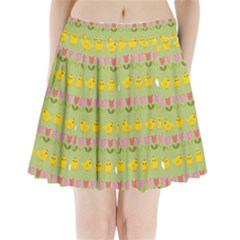 Easter - Chick And Tulips Pleated Mini Skirt by Valentinaart