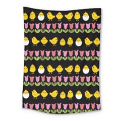 Easter - Chick And Tulips Medium Tapestry by Valentinaart