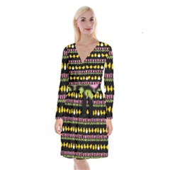 Easter - Chick And Tulips Long Sleeve Velvet Front Wrap Dress by Valentinaart