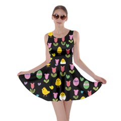 Easter - Chick And Tulips Skater Dress by Valentinaart