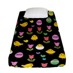 Easter - Chick And Tulips Fitted Sheet (single Size) by Valentinaart