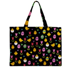 Easter - Chick And Tulips Medium Zipper Tote Bag