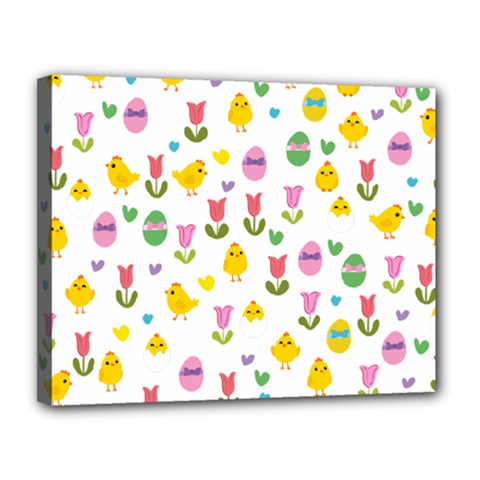 Easter - Chick And Tulips Canvas 14  X 11  by Valentinaart