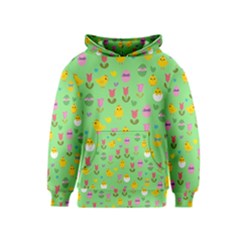 Easter - Chick And Tulips Kids  Pullover Hoodie by Valentinaart