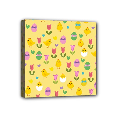 Easter - Chick And Tulips Mini Canvas 4  X 4  by Valentinaart