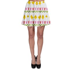 Easter - Chick And Tulips Skater Skirt by Valentinaart