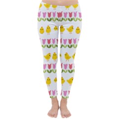 Easter - Chick And Tulips Classic Winter Leggings by Valentinaart