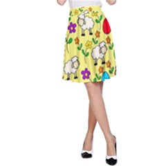 Easter Lamb A-line Skirt by Valentinaart