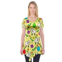 Easter Lamb Short Sleeve Tunic  by Valentinaart