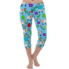 Easter Lamb Capri Yoga Leggings by Valentinaart