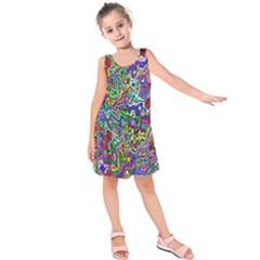 Colorful Abstract Paint Rainbow Kids  Sleeveless Dress