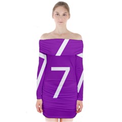 Number 7 Purple Long Sleeve Off Shoulder Dress by Mariart