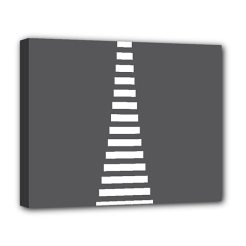 Minimalist Stairs White Grey Deluxe Canvas 20  X 16  