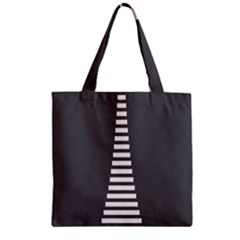 Minimalist Stairs White Grey Zipper Grocery Tote Bag