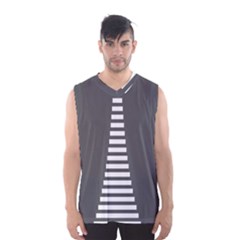 Minimalist Stairs White Grey Men s Basketball Tank Top