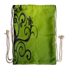 Illustration Wallpaper Barbusak Leaf Green Drawstring Bag (large) by Mariart