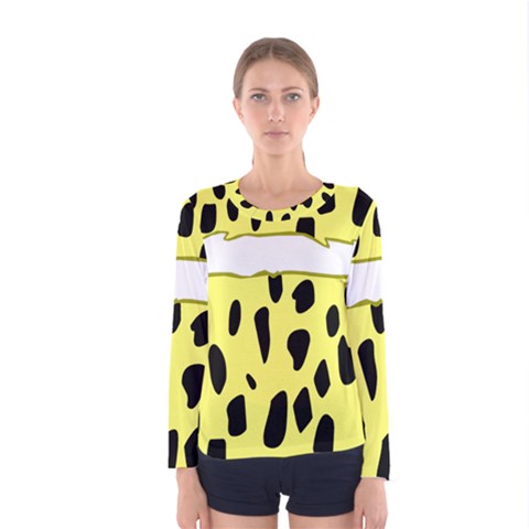 Leopard Polka Dot Yellow Black Women s Long Sleeve Tee by Mariart