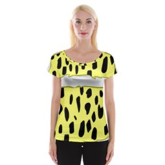 Leopard Polka Dot Yellow Black Women s Cap Sleeve Top by Mariart