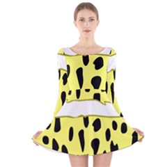 Leopard Polka Dot Yellow Black Long Sleeve Velvet Skater Dress by Mariart