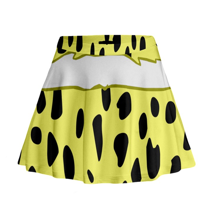 Leopard Polka Dot Yellow Black Mini Flare Skirt