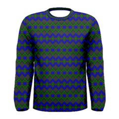 Split Diamond Blue Green Woven Fabric Men s Long Sleeve Tee by Mariart