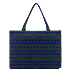 Split Diamond Blue Green Woven Fabric Medium Tote Bag by Mariart