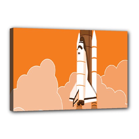 Rocket Space Ship Orange Canvas 18  X 12 