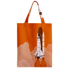 Rocket Space Ship Orange Zipper Classic Tote Bag by Mariart