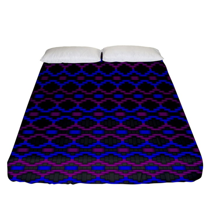 Split Diamond Blue Purple Woven Fabric Fitted Sheet (King Size)