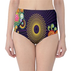 Polka Dot Circle Leaf Flower Floral Yellow Purple Red Star High-waist Bikini Bottoms by Mariart