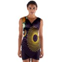 Polka Dot Circle Leaf Flower Floral Yellow Purple Red Star Wrap Front Bodycon Dress View1