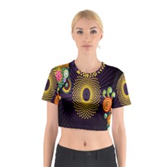 Polka Dot Circle Leaf Flower Floral Yellow Purple Red Star Cotton Crop Top by Mariart
