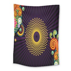 Polka Dot Circle Leaf Flower Floral Yellow Purple Red Star Medium Tapestry