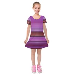 Stripes Line Red Purple Kids  Short Sleeve Velvet Dress