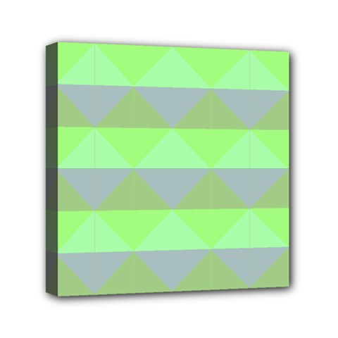 Squares Triangel Green Yellow Blue Mini Canvas 6  X 6  by Mariart